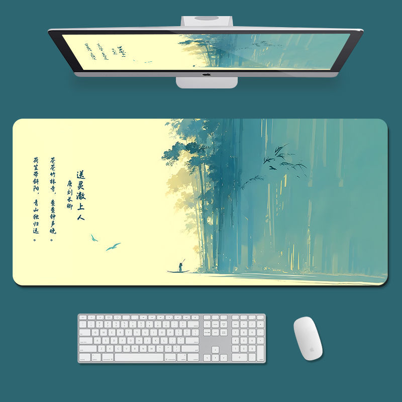 잉크 그림 마우스 패드 책상 패드 초대형 사무실 학습 책상 패드 ins 스타일 컴퓨터 키보드 데스크탑 패드