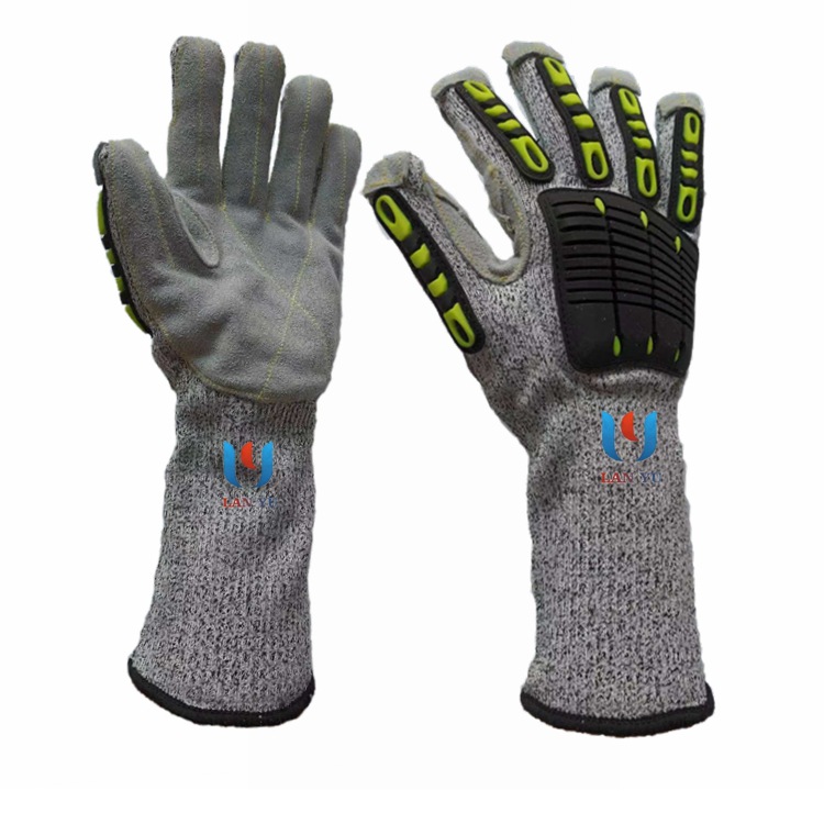 防割防刺贴皮手套机械玻璃钢板船舶新能源防扎硅石防护救援抢险用