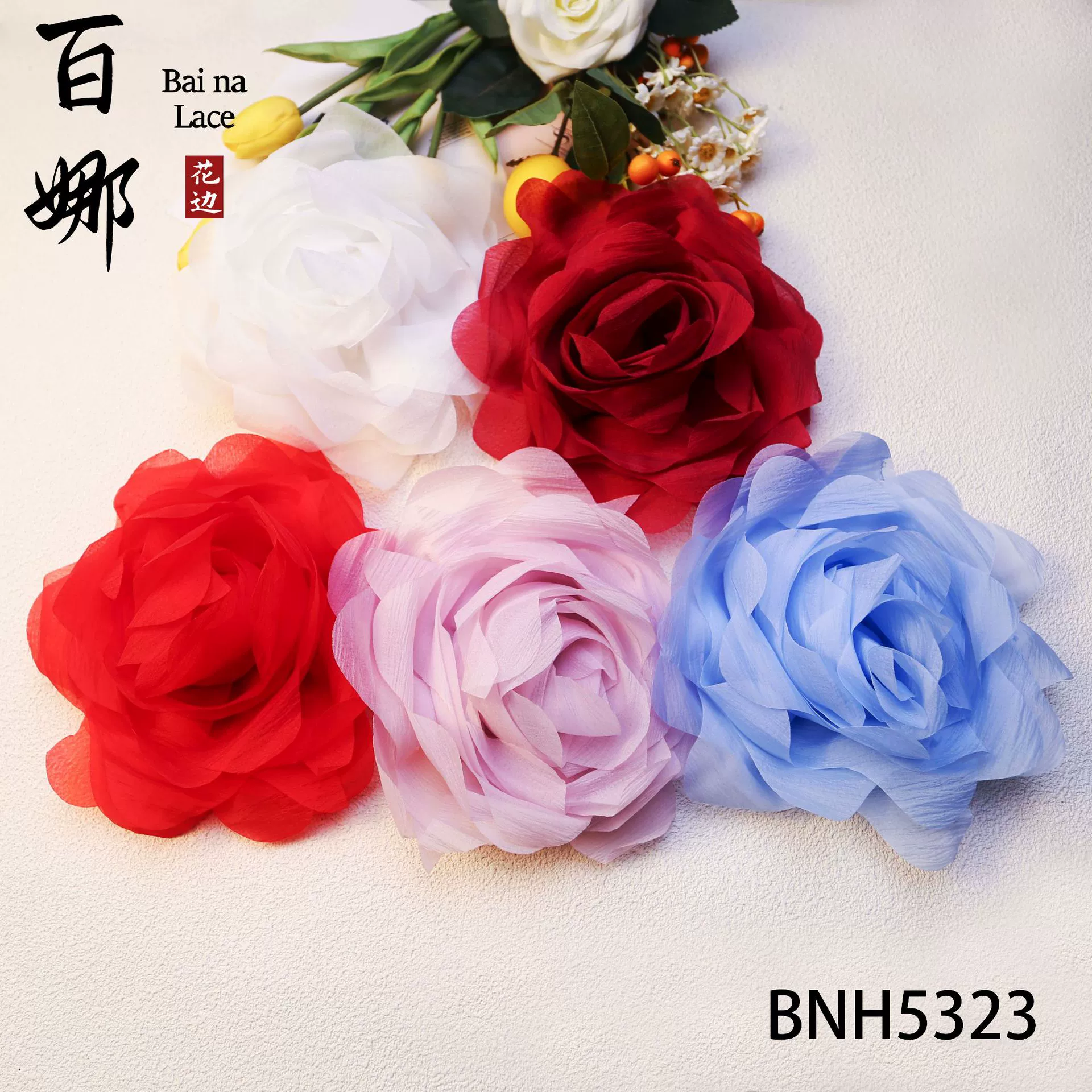 Новый костюм-платье Baina, декоративная аппликация из шифона 20*20 см, розово-красный, ручной работы, цветочный