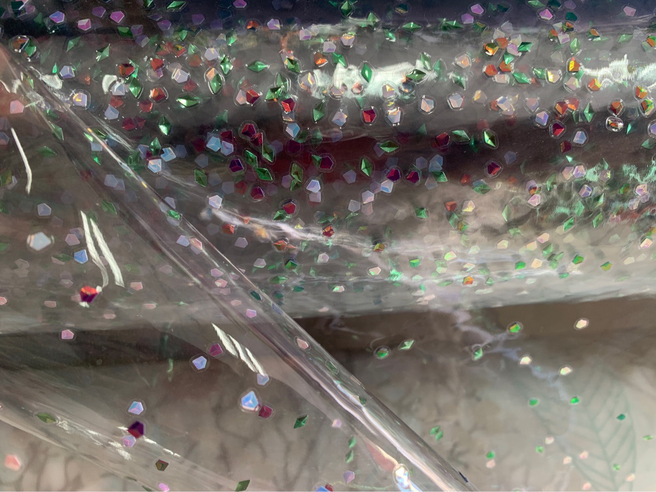 透明Pvc夹亮片化妆包材料膜