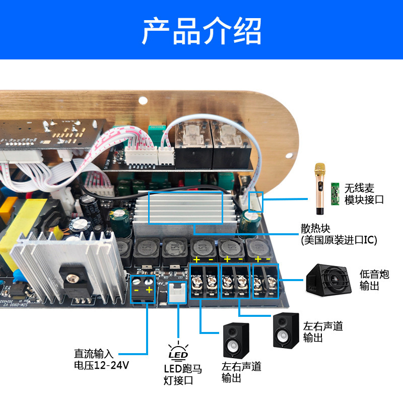 功放板发烧级成品双声道蓝牙功放主板低音炮大功率100w跨境厂家|undefined