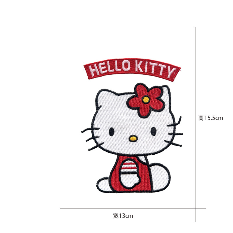 Cartoon al por mayor bordado por computadora kt pegatinas de tela de gato Sanliogou diy pegatinas de parche tejido cesta de ropa adorno accesorios pegatinas