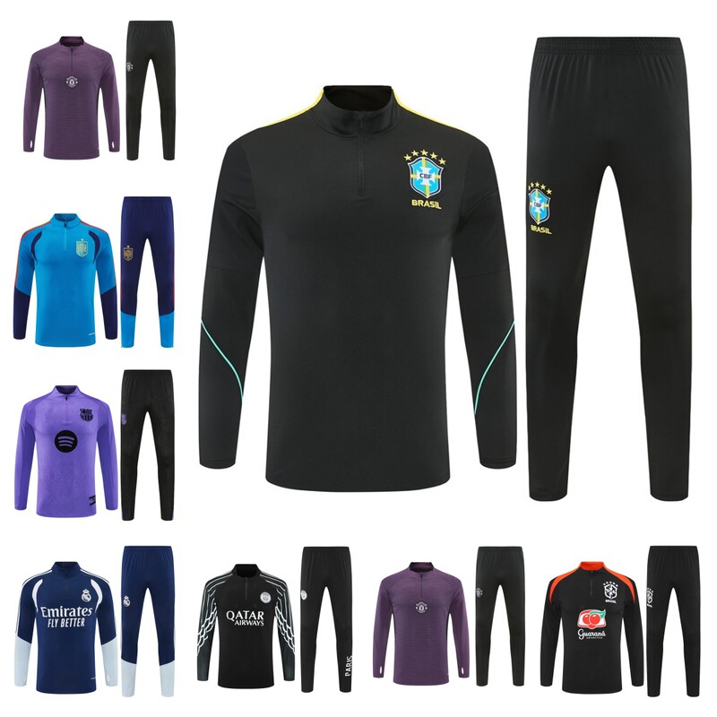 2526 Real Madrid Paris Inter Milan Arsenal Atletico Madrid Brazil Barcelona Half-Zip Long-Sleeve Football Training Suit Set 2526 Real Madrid Paris Inter Milan Arsenal Atletico Madrid Brazil Barcelona Half-Zip Long-Sleeve Football Training Suit Set