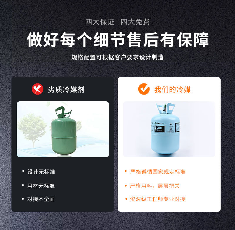 Jushen R134A Refrigerant 13.6kg Refrigerant Refrigerant Car Freezer Commercial Refrigeration System Ice Seed Car