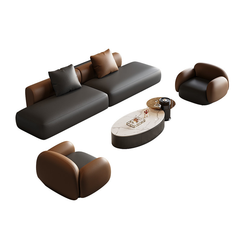 Sofá italiano de lujo recto y curvo mesa de té sala de estar del hotel sala de estar gran sala de recepción mesa y silla combinación
