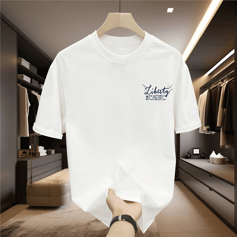Heavy Cotton Butterfly Trendy Brand Short-sleeved T-shirt Men's Summer New Arrival Hong Kong-style Inspired Plagiano Loose Round Neck Half-sleeved Top