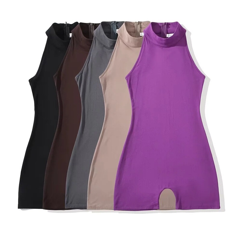 Hot Girls Half-high Collar Stretch Vest Jumpsuit Women's 2023 Summer Instagram Style Sexy Outer Wear Tight Hip Shorts