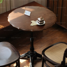 美式复古圆桌餐桌中古风咖啡厅休闲北欧铁艺餐厅商用餐厅桌咖啡桌