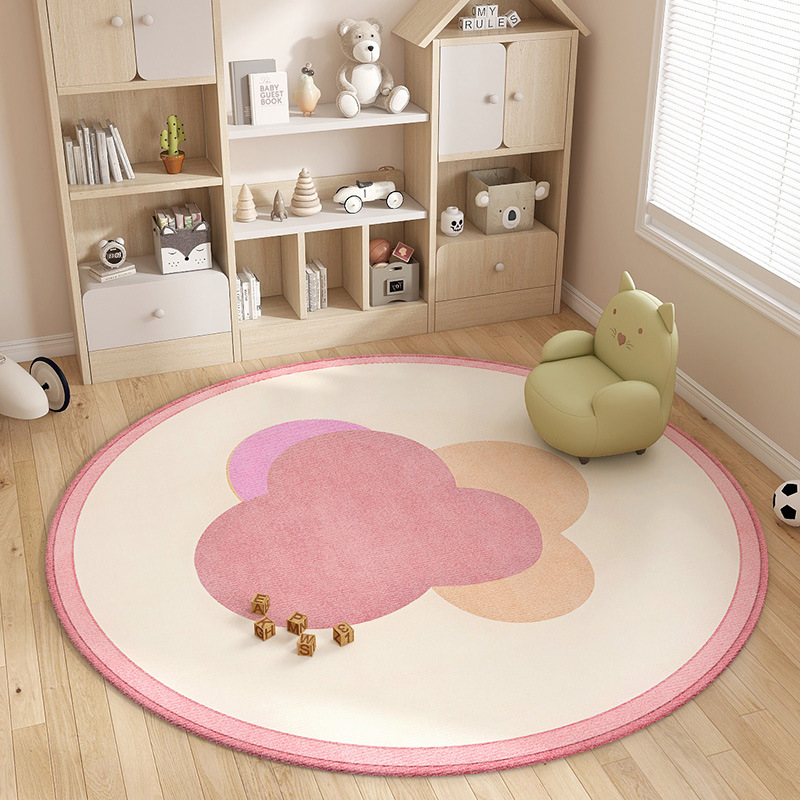 Alfombra redonda fresca pequeña, habitación de niños, dormitorio, manta de cabecera, cojín para silla de computadora, alfombra de sala de estar resistente a la suciedad y fácil de cuidar