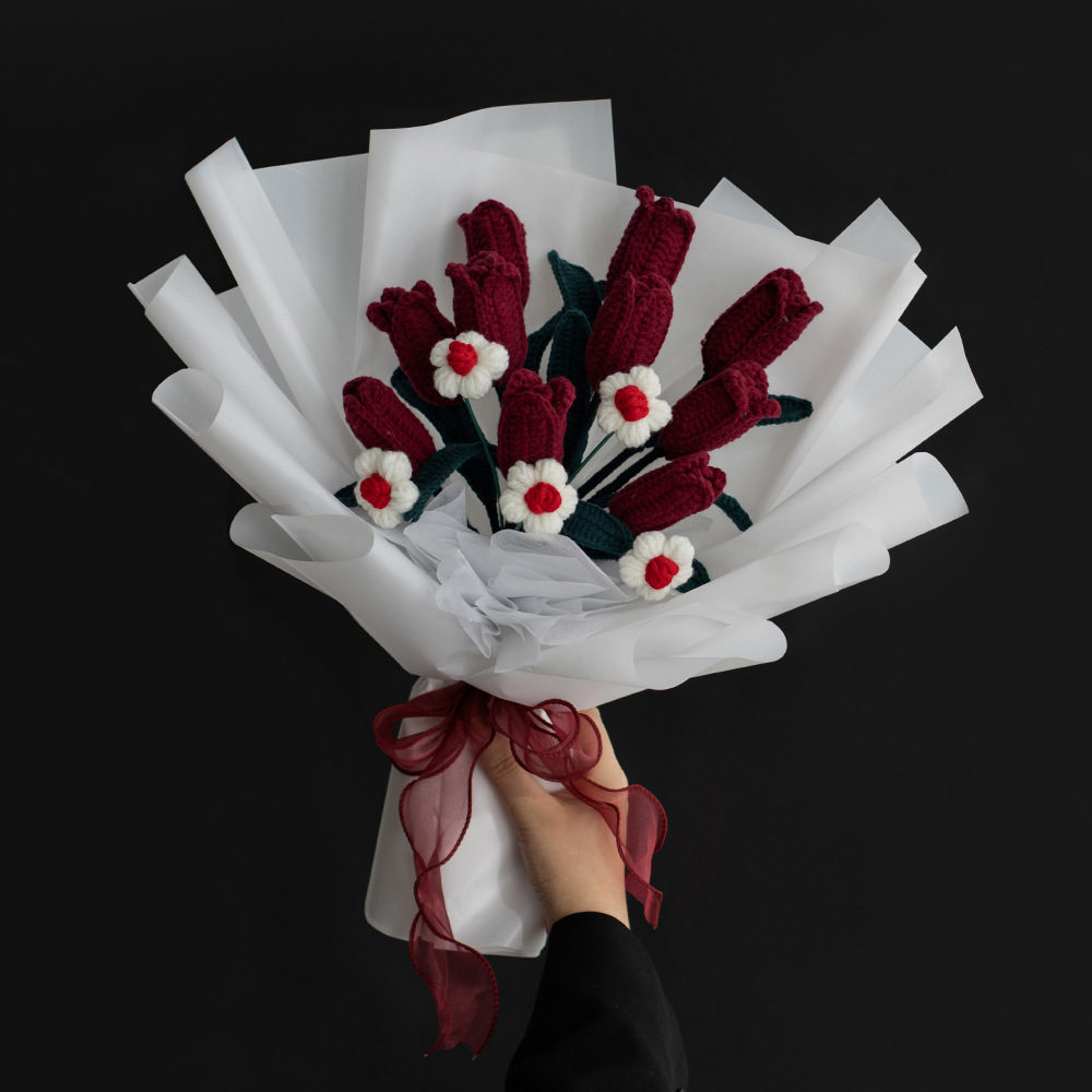 Navidad hecha a mano un ramo de girasoles mezclar y combinar imitación ganchillo flores tulipas regalos de vacaciones