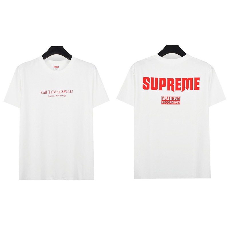 ヘビーウェイトクロスボーダー アメリカンファッション Supreme レタープリント Tシャツ BOX ラウンドネック 半袖 メンズ レディース ゆったり カジュアル Tシャツ 男女兼用