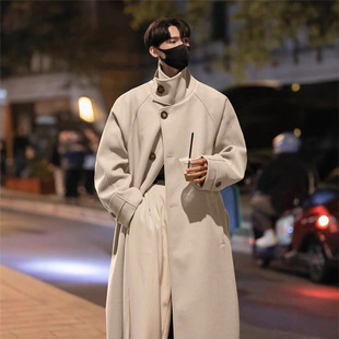 Korean-style Over-the-Knee Woolen Coat Men's Winter Mid-length British-style Woolen Coat Maillard Thickened Warm Coat