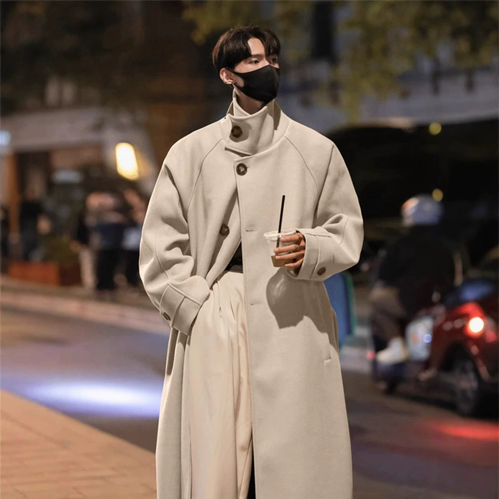 Корейская версия шерстяного пальто выше колен мужской зимний средний длинный английский стиль шерстяное пальто Mayard толстый теплый плащ