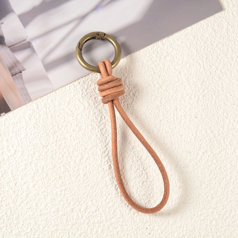 Retro Creative Handmade Leather Rope Keychain Braided Pendant DIY Niche Genuine Leather Car Key Rope Wallet Lanyard