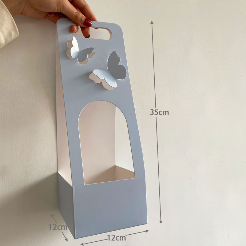Bolso de la flor del Día de San Valentín DIY arreglo floral bolsa canasta de flores portátil caja de flores de mariposa de papel fresco floral caja de flores portátil