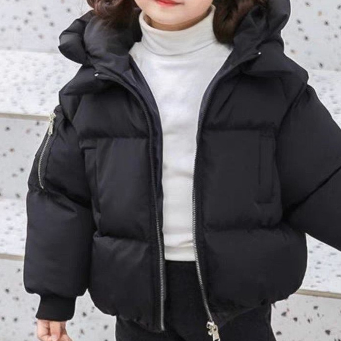 女童棉衣韩版男儿童冬季黑色棉服新款外套女童加厚2025棉袄轻便