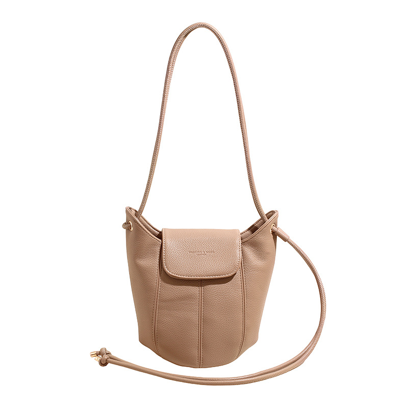 Retro Bucket Bag In Lychee Pattern Versatile Shoulder Bag_voghion.com