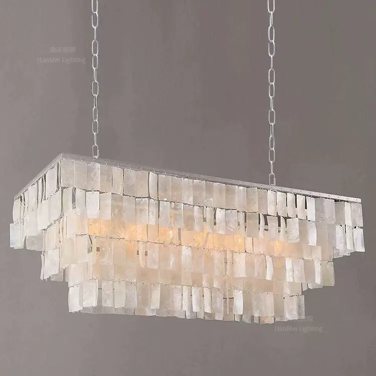 意大利复古银箔贝壳吊灯北欧法式民宿客厅卧室餐厅轻奢风铃吊灯