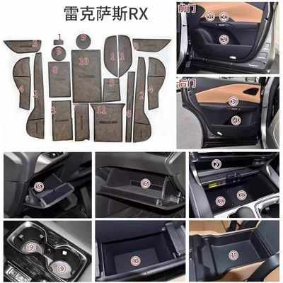 Anti-slip mat – storage mat - 23-25-lexus-rx-five-seat-door-groove-pad-leather-embossed-model-grey-cloud-color