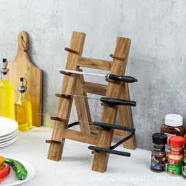 木质可折叠多层刀架厨房刀具收纳底座鱼刀展示收纳架