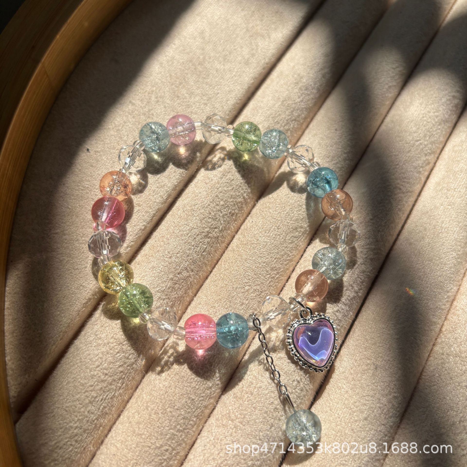 혼합 색상 크리스탈 폭발 하트 팔찌#SZ193용