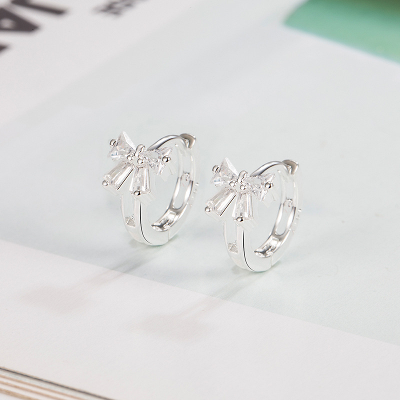 Bowknot Zircon Earrings for Women Summer 2022 New Trendy Korean Style Internet Celebrity Earrings Personality Minimalist Earrings