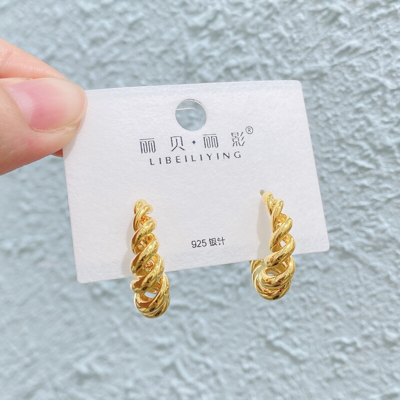 丽银/丽贝丽影复古金属耳环潮流耳饰女简约气质耳坠个性时尚潮款|undefined
