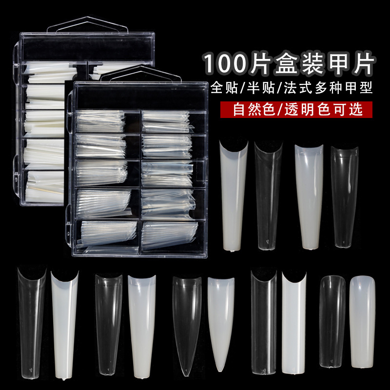 Nuevo parche de manicura 100 piezas desmontables de todo el producto terminado de tubería de agua Uña de punta Uña de vaqueros Uña de extensión Uña