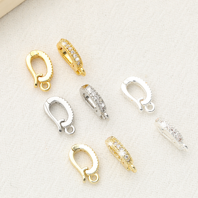 Color retaining 14K gold inlaid zirconium universal pendant buckle Pearl jade crystal necklace buckle diy jewelry hanging buckle accessories