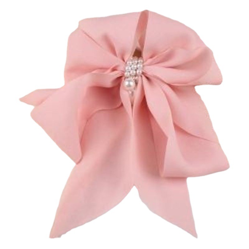 Internet Celebrity Spring Clip Hair Accessories Back of Head Ponyon Tail Headwear Chiffon Bow Pearl Hairpin Korea