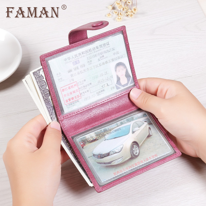 Tarjetero Cuero para mujer Funda para tarjeta de crédito Funda para tarjeta ultrafina de piel de vaca Funda para tarjeta de conducir Mini monedero para mujer