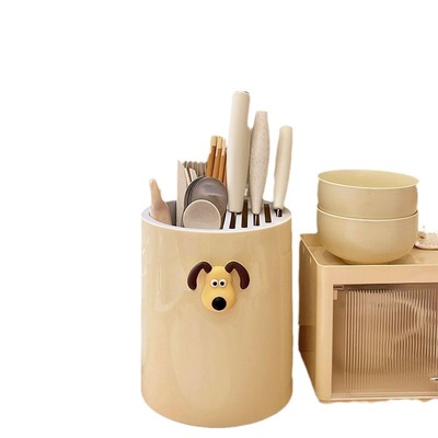 厨房旋转刀架置物架家用台面多功能筷子筒菜刀筷笼刀具一体收纳盒