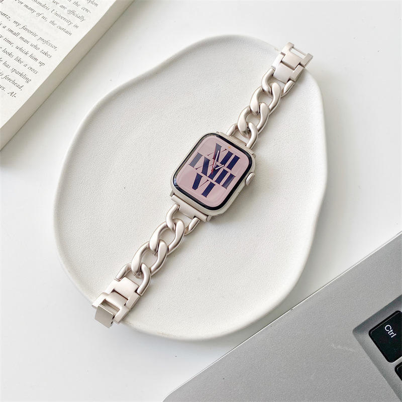 Chanel estilo de una sola fila Cadena de mezclilla de cadena de Apple correa de metal adecuado para Apple Applewatch6/7/8 Serie Completa