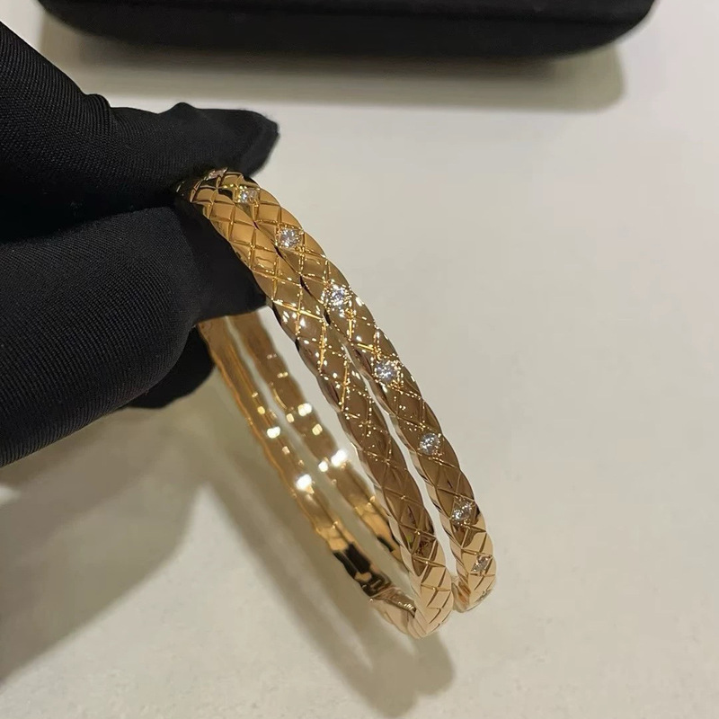 Xiaoxianggao バージョン V ゴールドココ菱形ダイヤモンドフルダイヤモンドカップルブレスレット女性用の絶妙なシンプルで多用途な気質ブレスレット|undefined