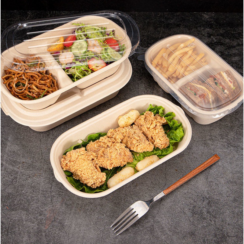 沙拉打包盒一次性便当盒轻食餐盒纸浆饭盒寿司外卖环保可降解餐具