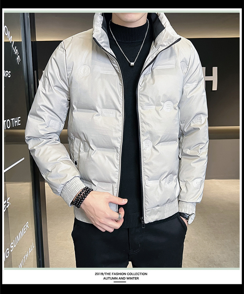 Piumino Giacca da uomo Autunno e inverno Giacca in cotone da uomo di tendenza con colletto in piedi casual di nuova moda_voghion.com