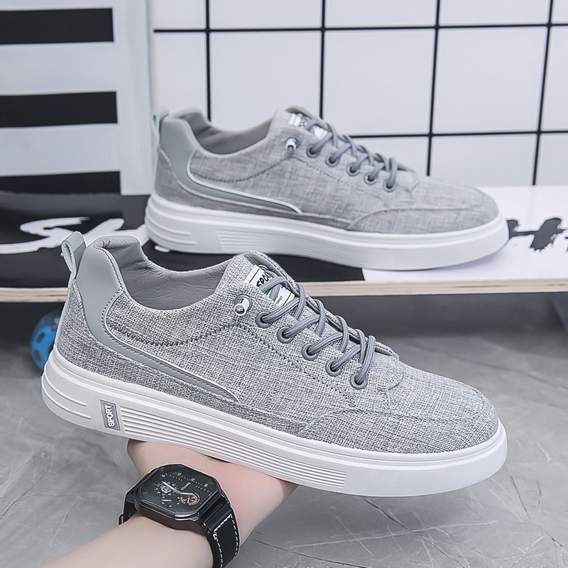 Zapatos de hombre primavera 2025, nuevos zapatos deportivos casuales de lona, zapatos de lona para trabajo y oficina, zapatillas planas de lino para hombre
