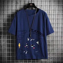 源头厂家夏季冰丝潮流韩版宽松五分袖学生短袖t恤男士日系打底衫