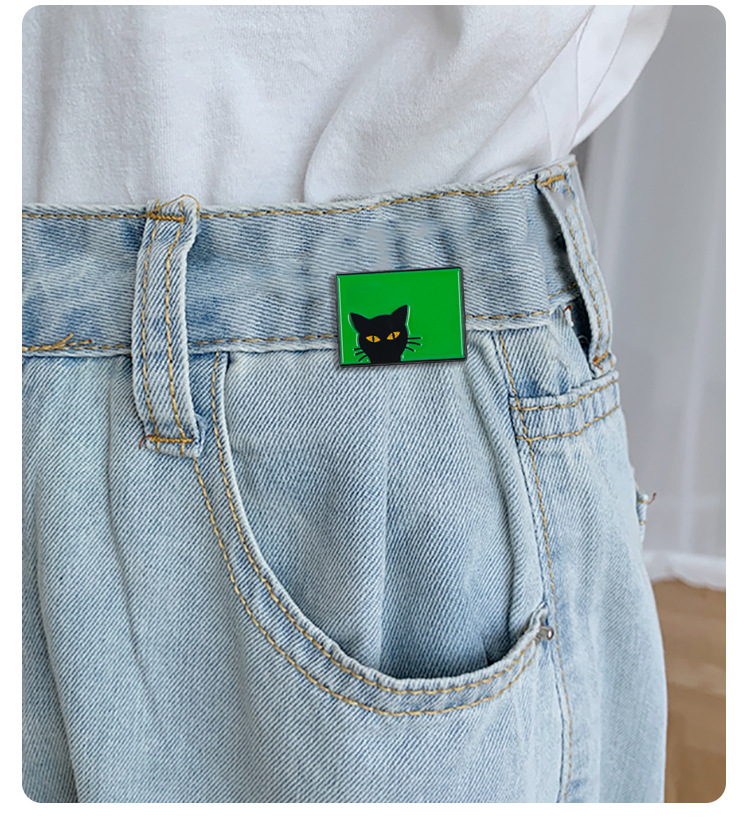 Black Color Cute Pin Bag Cartoon Badge Zinc Alloy Enamel Unisex Brooches
