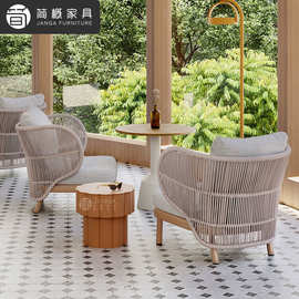 户外别墅花园庭院沙发休闲藤编沙发茶几三件套露天酒店民宿藤沙发