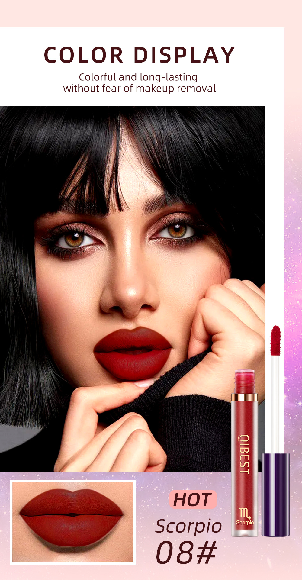 Carina QIBEST Matte Stick Cups, Lipgloss ist langlebig und verblasst nicht leicht, flüssiges Lippenstift-Set-Make-up_voghion.com