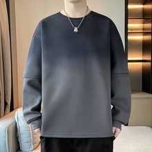 春秋季渐变长袖T恤男宽松内搭打底卫衣圆领休闲套头男生扎染上衣