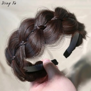 Latte Art Fishbone Braid Wig Headband Women's One-Piece Braided Hairpin High Skull Headdress Gourd Braid Headband 02