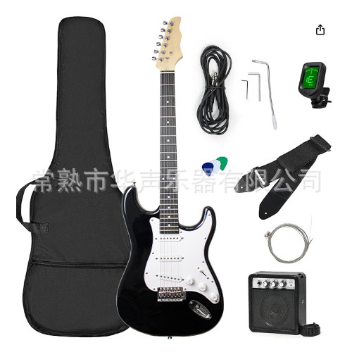 批发购 39英寸电吉他套装学生成人初学ST摇滚电吉他带5w音箱黑色