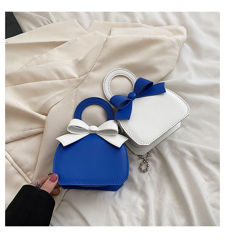 Women's Small Pu Leather Color Block Cute Bowknot Square Magnetic Buckle Handbag display picture 18