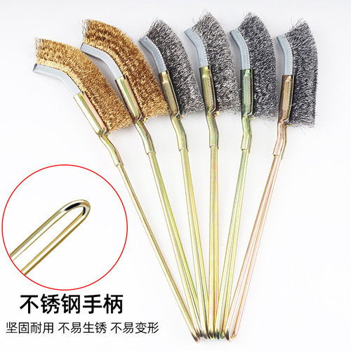 Wire brush wholesale cleaning rust removal iron handle elbow brush stainless steel mini knife brush steel brush handle wire brush