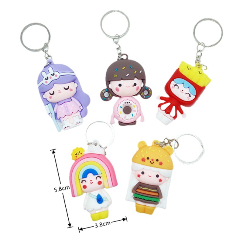 5029 # plástico suave 3D secreto muñeca de dibujos animados muñeca llavero colgante coche mochila colgante adornos pequeño regalo