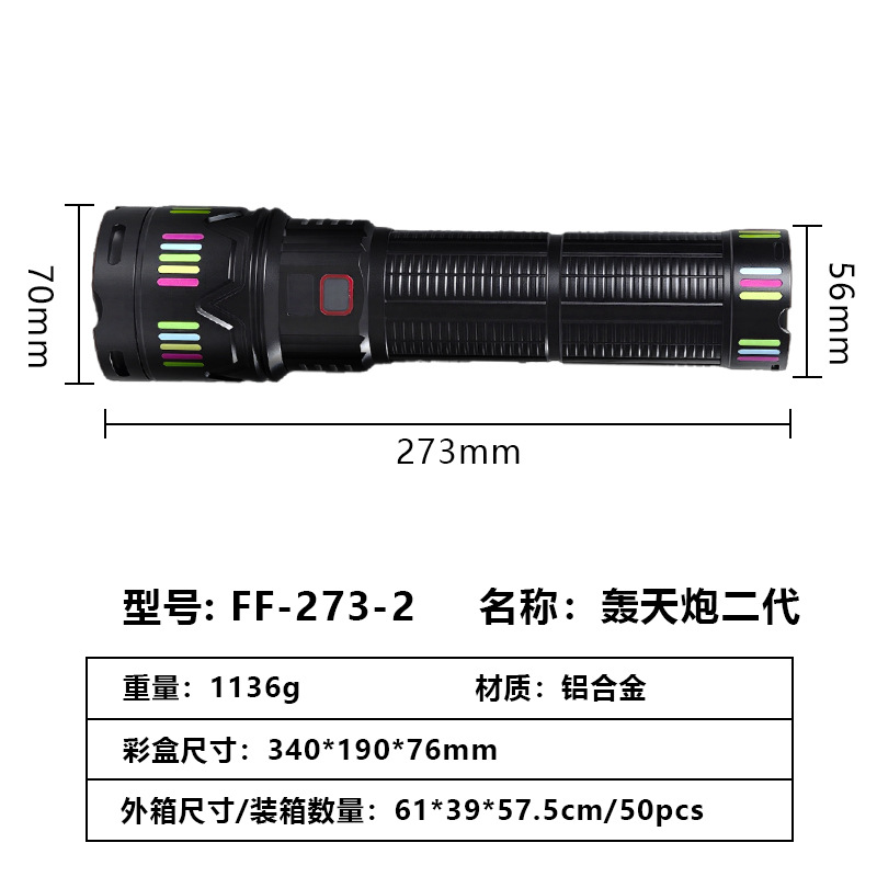 Nuevo cañón de explosión de luz fuerte transfronterizo, súper brillante, recargable, batería de larga duración, linterna de zoom de largo alcance para el hogar al aire libre