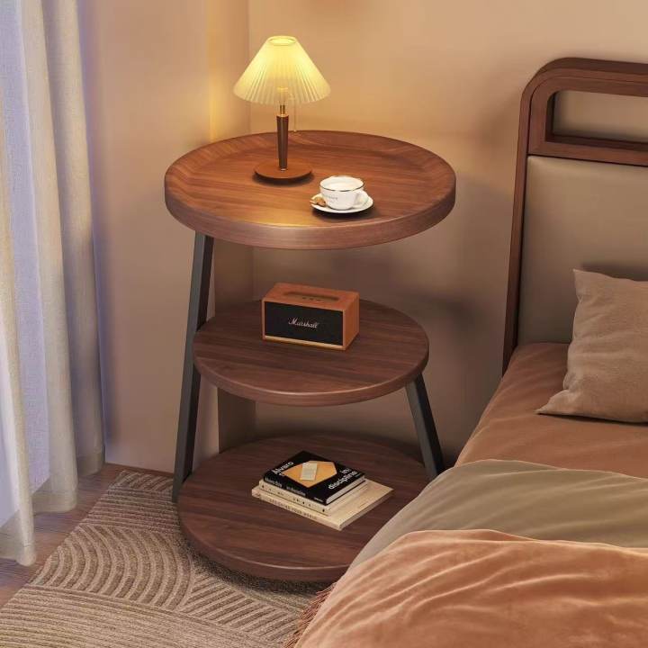 Medieval Style Sofa Side Table Three-Layer Coffee Table Bedside Table Storage Rack Living Room Bedroom Home Small Apartment Corner Table Wholesale