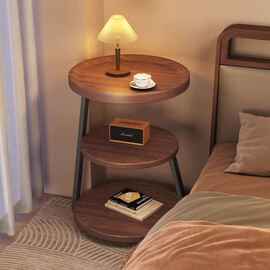 中古风沙发边几三层茶几床头柜置物架客厅卧室家用小户型角几批发